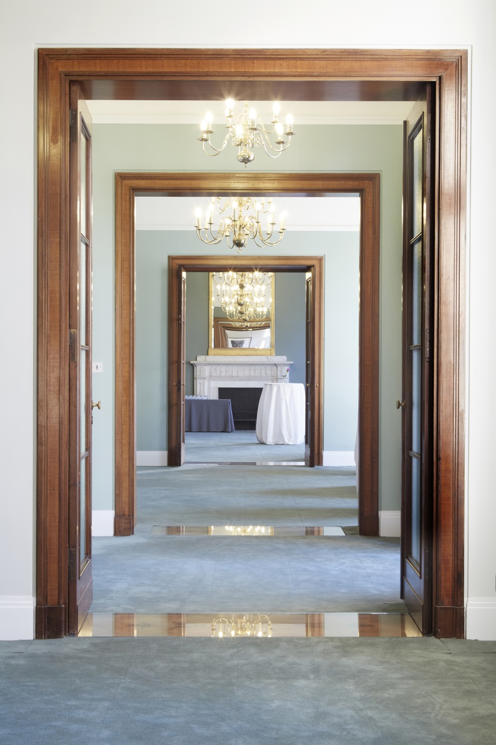 A row of timber doorways.