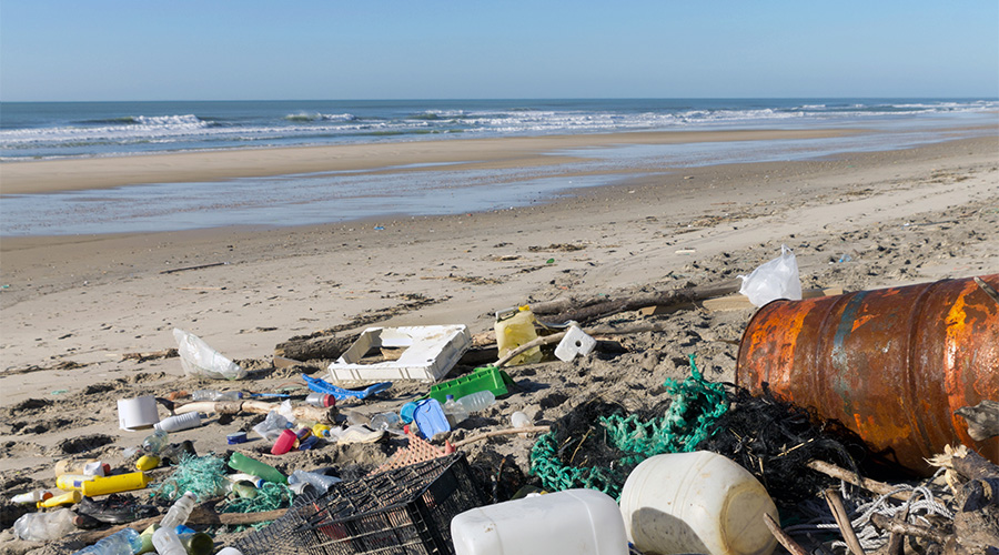 Plastic waste left at a beach